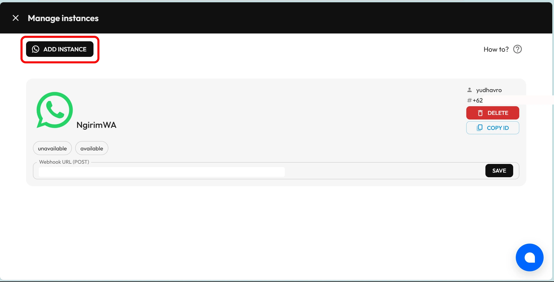 Add Instance-chatbot AI